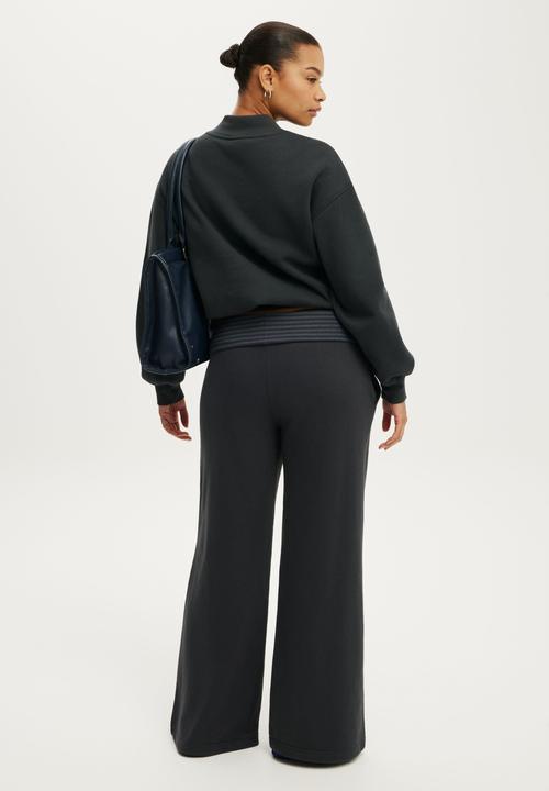 Cotton On - Fold Over Waistband Sweatpant - Shadowstone/Stripe