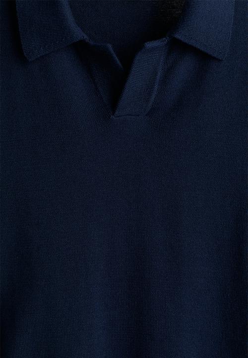 H&M - Fine-knit cotton polo shirt - navy blue