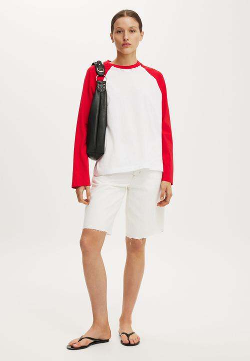 Cotton On - Baggy Denim Short - Vintage White Raw