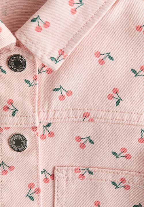 H&M - Printed twill jacket - light pink/cherries