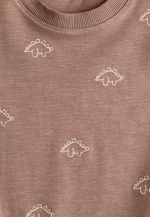 H&M - Cotton t-shirt - brown marl/dinosaurs