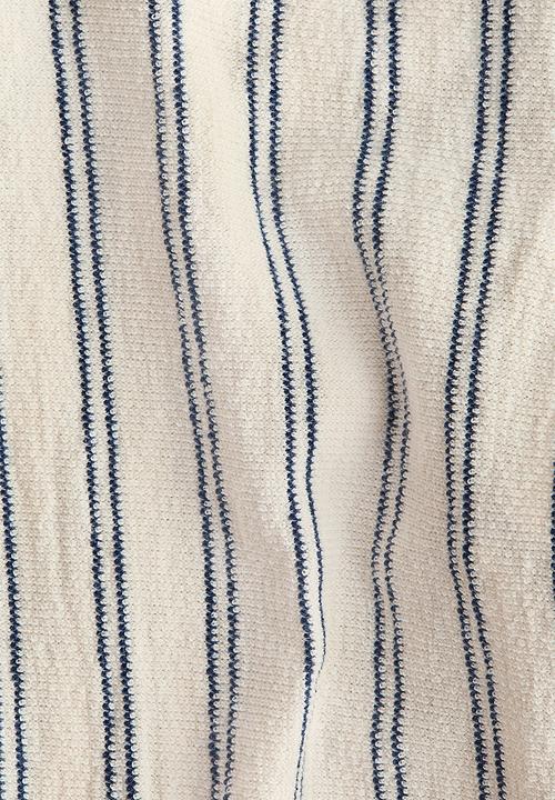 H&M - Textured jersey trousers - cream/dark blue striped