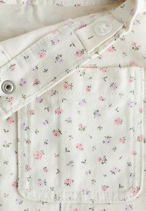 H&M - Cotton twill skirt - cream/floral