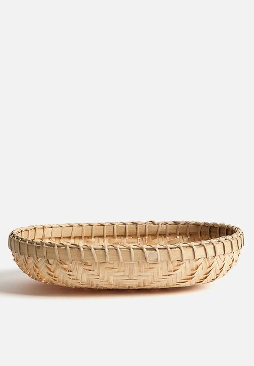 H&M - Small oval bamboo basket - beige