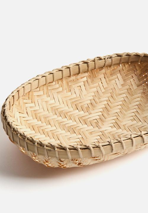 H&M - Small oval bamboo basket - beige