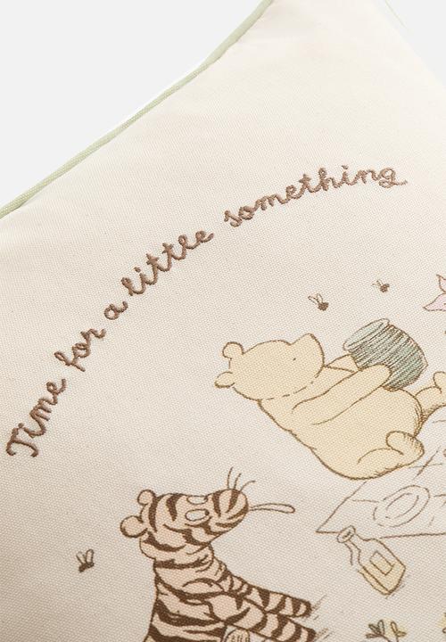 H&M - Print-motif canvas cushion cover - light green/winnie the pooh