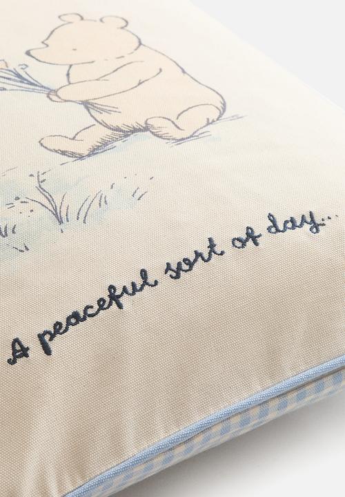 H&M - Print-motif canvas cushion cover - light blue/winnie the pooh