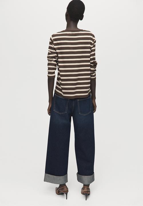 MANGO - T-shirt rili - brown