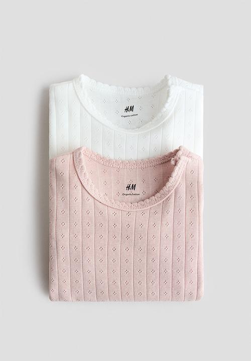 H&M - 2-Pack cotton pointelle bodysuits - light pink/white