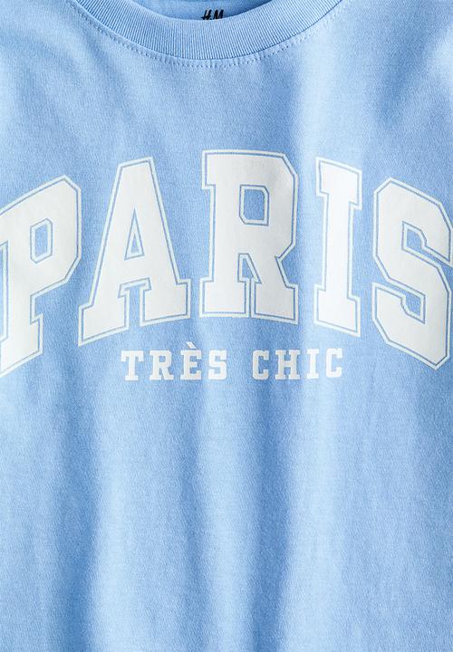 H&M - Printed t-shirt - light blue/paris