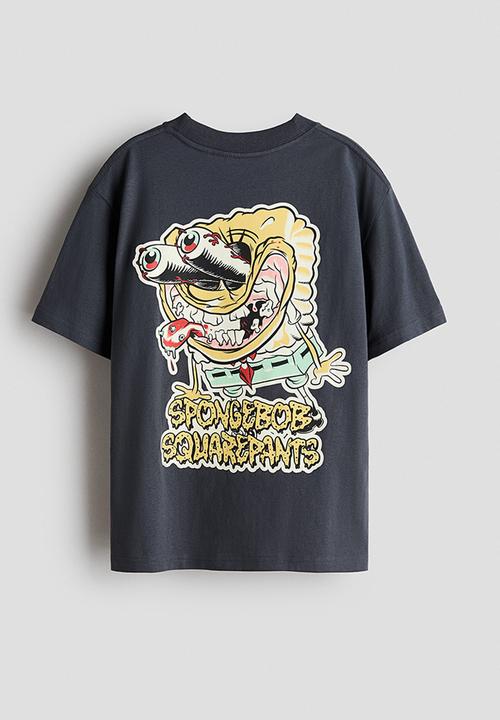 H&M - Printed t-shirt - dark grey/spongebob