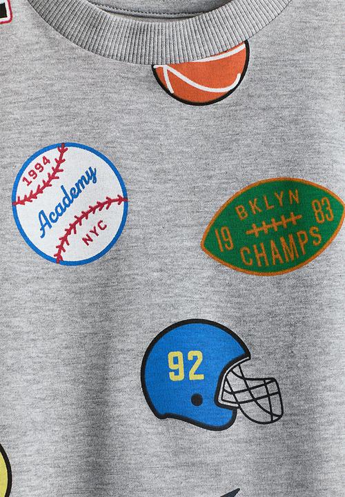 H&M - Printed t-shirt - light grey marl/badges