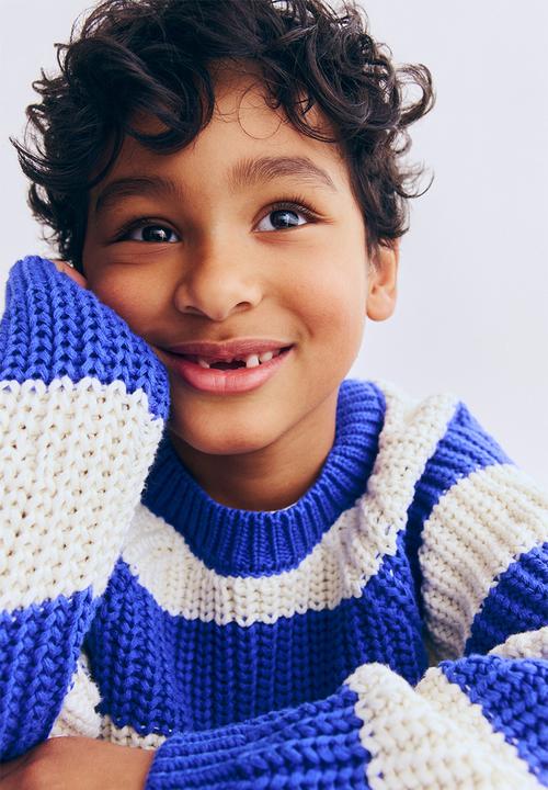 H&M - Rib-knit cotton jumper - blue/white