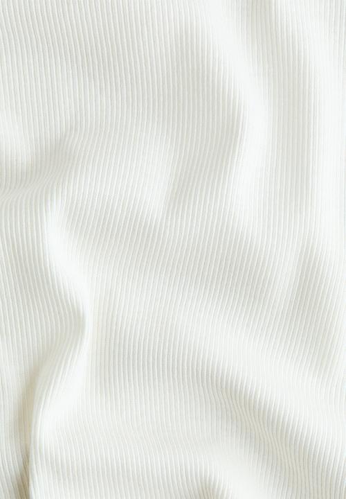 H&M - Overlocked ribbed t-shirt - cream