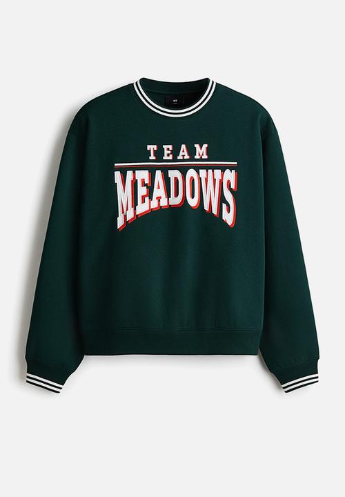 H&M - Loose fit printed sweatshirt - dark green/team meadows