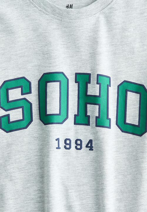 H&M - Printed cotton t-shirt - light grey marl/soho
