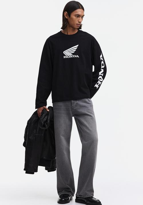 H&M - Oversized fit printed top - black/honda