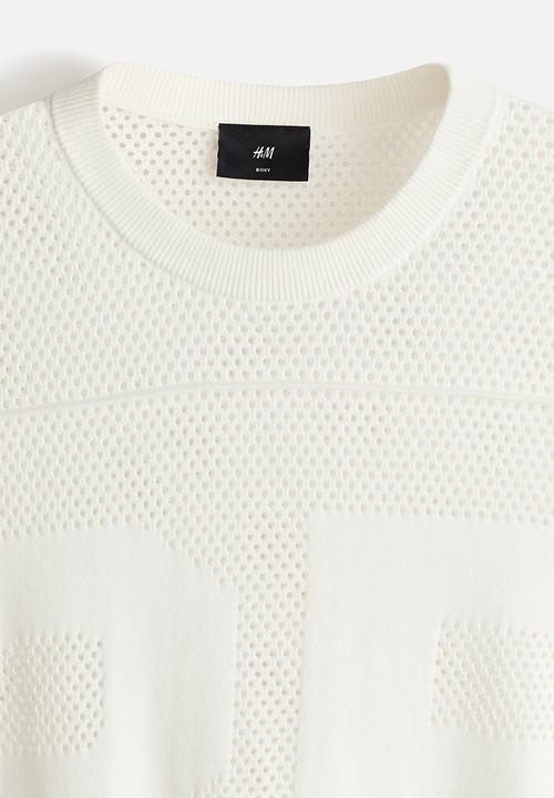 H&M - Relaxed fit boxy mesh t-shirt - white