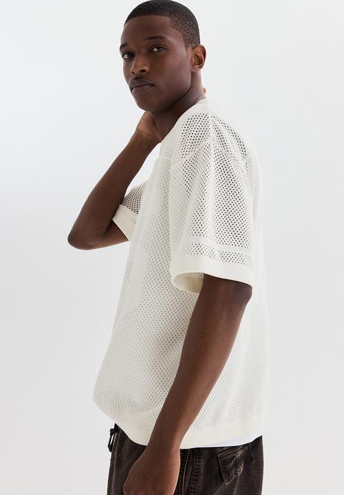 H&M - Relaxed fit boxy mesh t-shirt - white