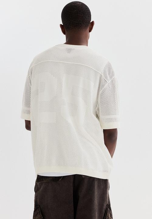 H&M - Relaxed fit boxy mesh t-shirt - white