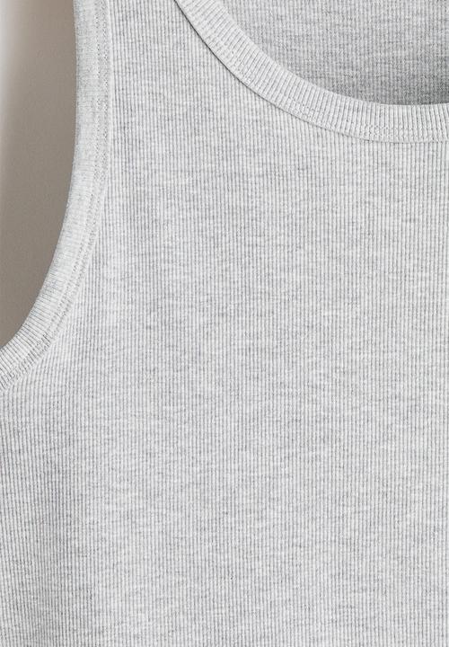 H&M - Slim fit ribbed vest top - light grey marl