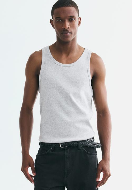 H&M - Slim fit ribbed vest top - light grey marl