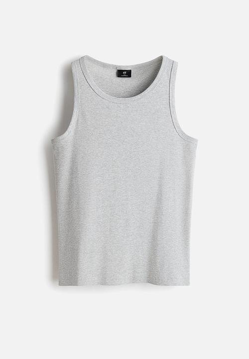 H&M - Slim fit ribbed vest top - light grey marl