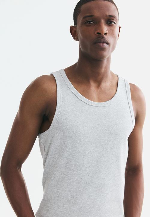H&M - Slim fit ribbed vest top - light grey marl