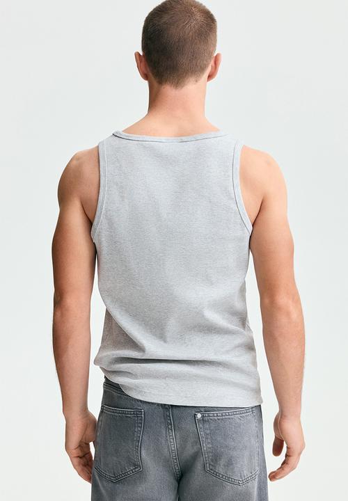 H&M - Slim fit ribbed vest top - light grey marl
