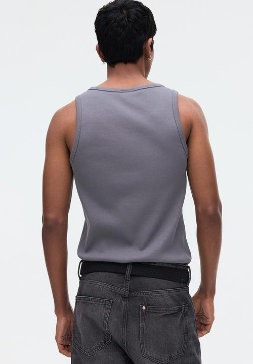H&M - Slim fit ribbed vest top - dark grey