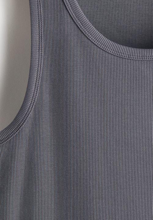 H&M - Slim fit ribbed vest top - dark grey