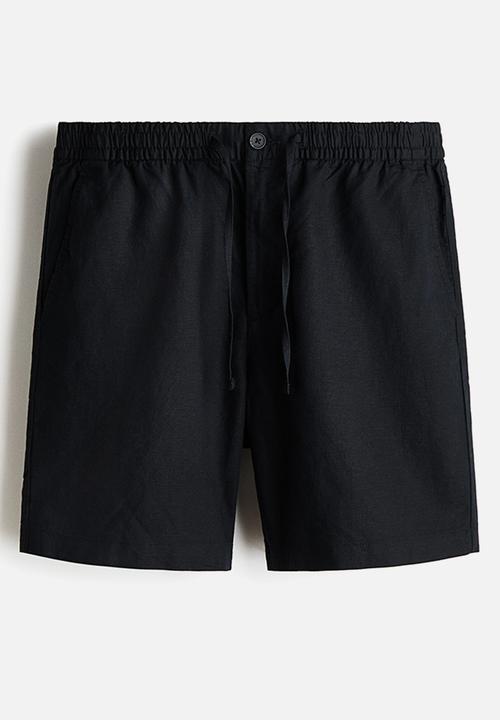 H&M - Regular fit linen-blend shorts - black