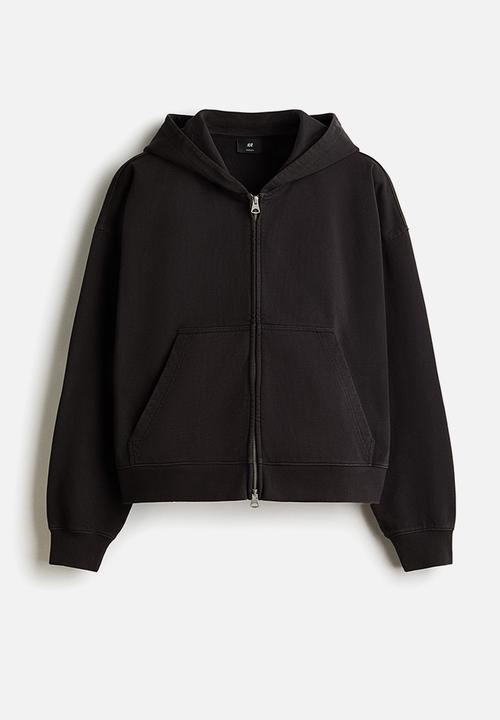 H&M - Oversized fit zip-through hoodie - black