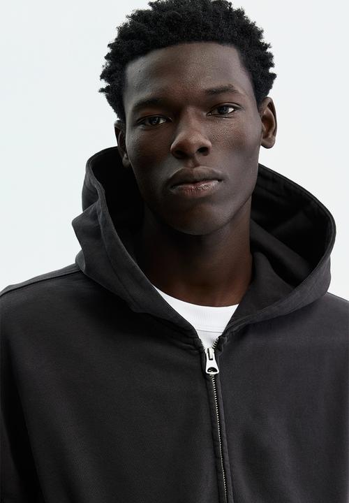 H&M - Oversized fit zip-through hoodie - black
