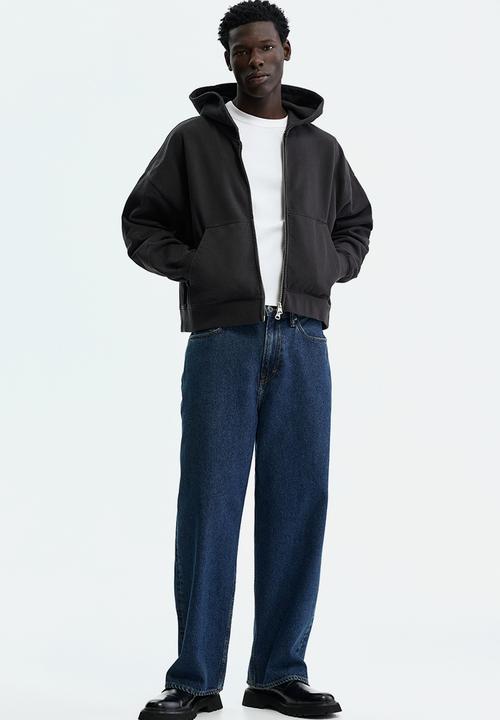 H&M - Oversized fit zip-through hoodie - black