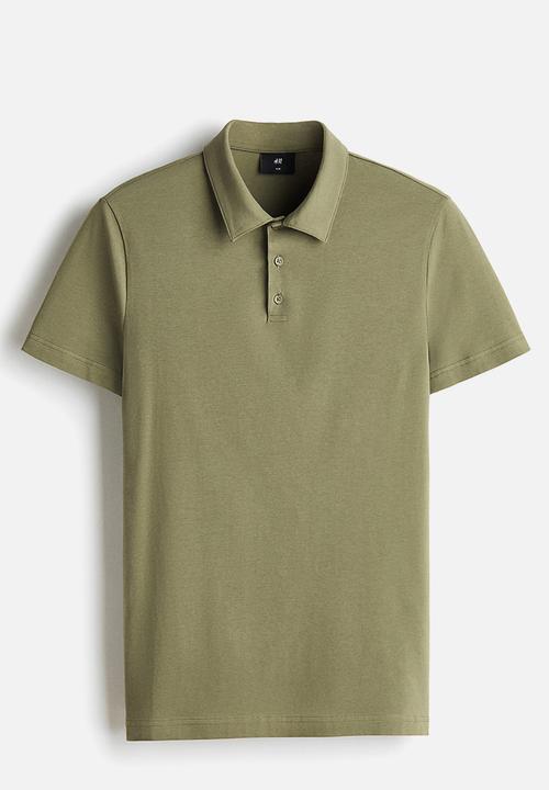 H&M - Slim fit polo shirt  - khaki green