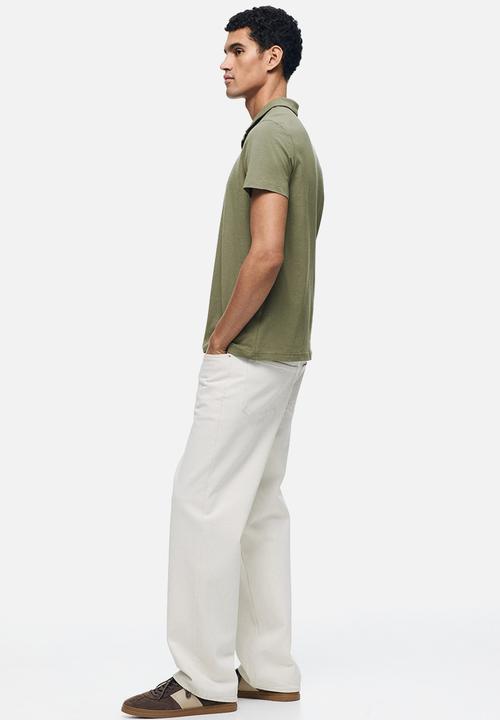 H&M - Slim fit polo shirt  - khaki green