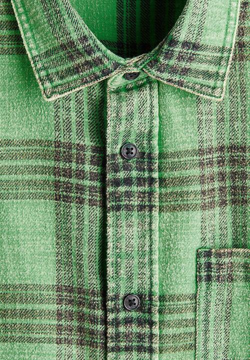 H&M - Relaxed fit cotton shirt - green/checked