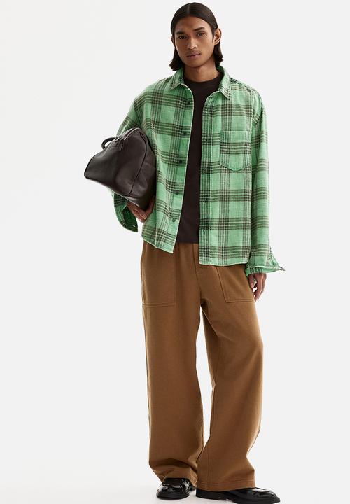 H&M - Relaxed fit cotton shirt - green/checked