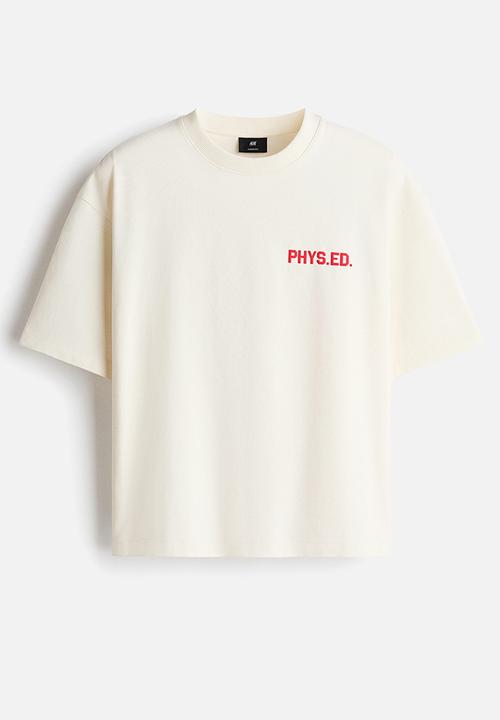H&M - Oversized fit printed t-shirt - cream/phys.ed
