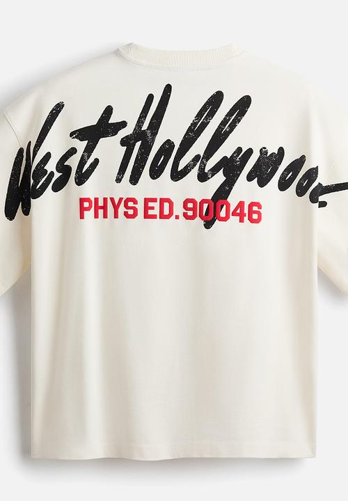 H&M - Oversized fit printed t-shirt - cream/phys.ed