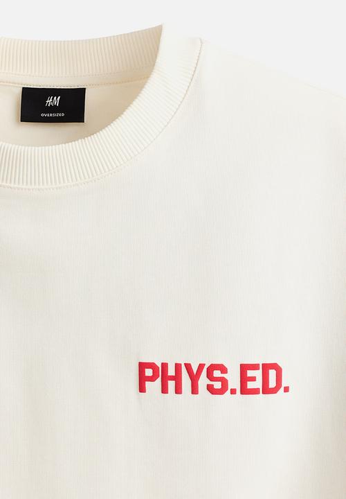 H&M - Oversized fit printed t-shirt - cream/phys.ed