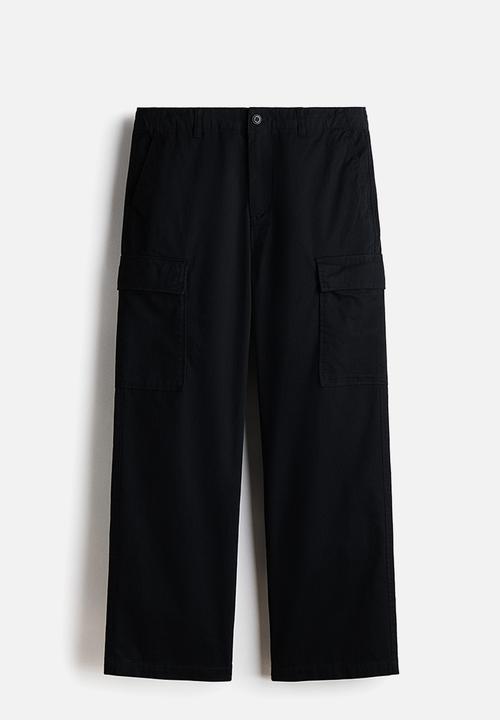 H&M - Relaxed fit cotton cargo trousers - black