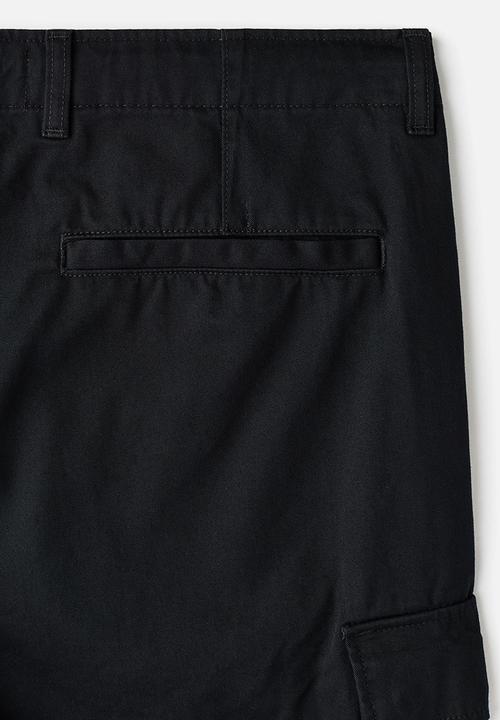 H&M - Relaxed fit cotton cargo trousers - black
