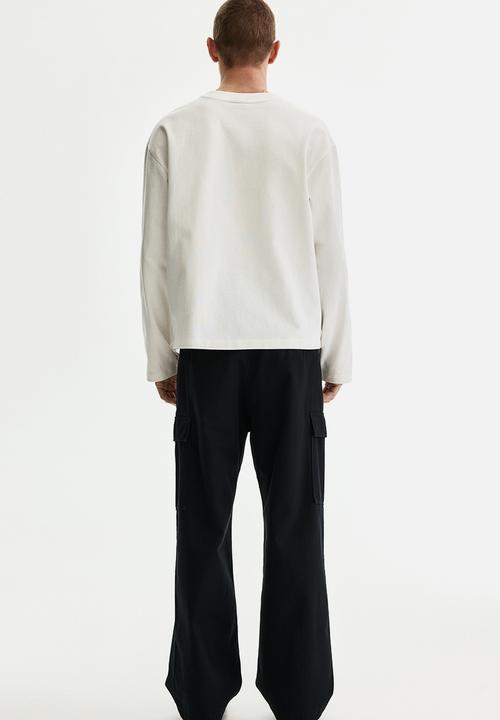 H&M - Relaxed fit cotton cargo trousers - black