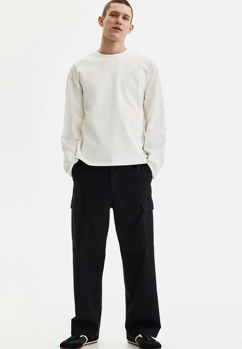H&M - Relaxed fit cotton cargo trousers - black