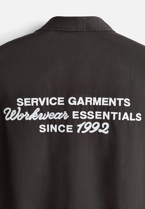 H&M - Relaxed fit short-sleeved utility shirt - dark grey/service garments