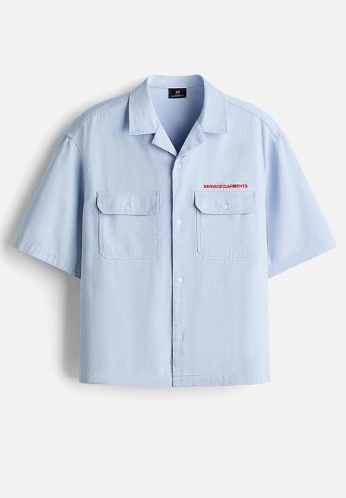 H&M - Relaxed fit short-sleeved utility shirt - light blue/service garments