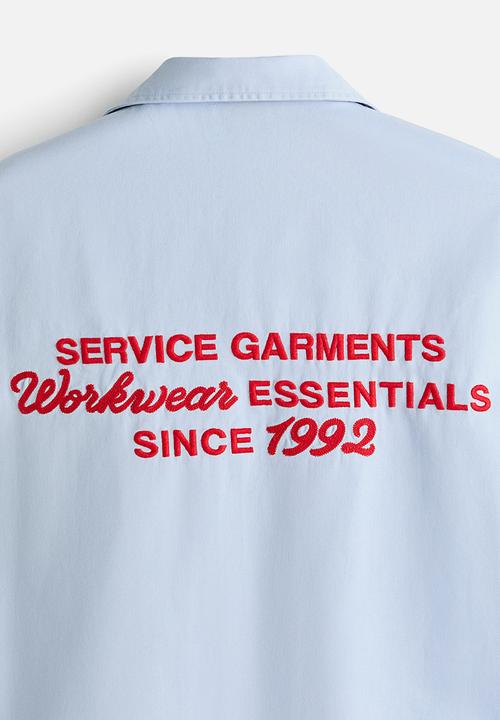 H&M - Relaxed fit short-sleeved utility shirt - light blue/service garments