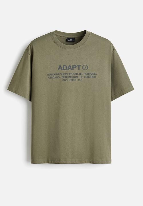 H&M - Loose fit printed t-shirt - khaki green adapt